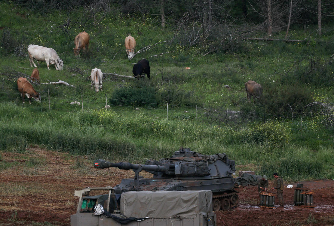 Above, Israeli soldiers and an artillery unit are positioned in southern Lebanon, near the Israel-Lebanon border on March 30, 2026. (Reuters)
