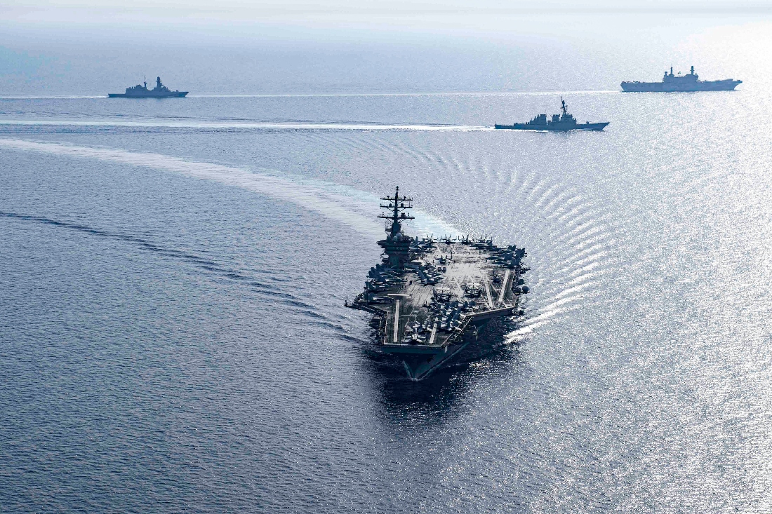 US Navy ships sailing in the Red Sea. (FILE/AFP)