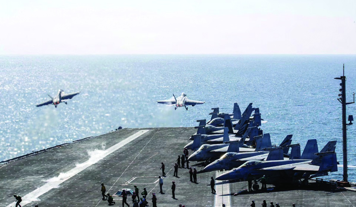 Two fighter jets launch from the deck of USS Abraham Lincoln in support of the Operation Epic Fury against Iran. (Reuters)