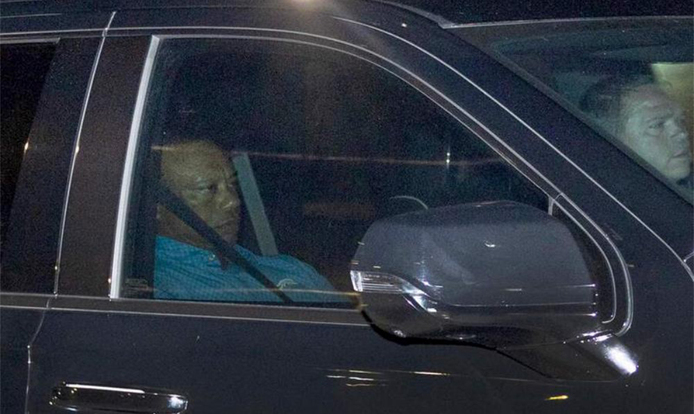 Tiger Woods is driven from the Martin County Jail after being arrested for driving under the influence after a car crash on March 27, 2026 in Stuart, Florida. (AFP)