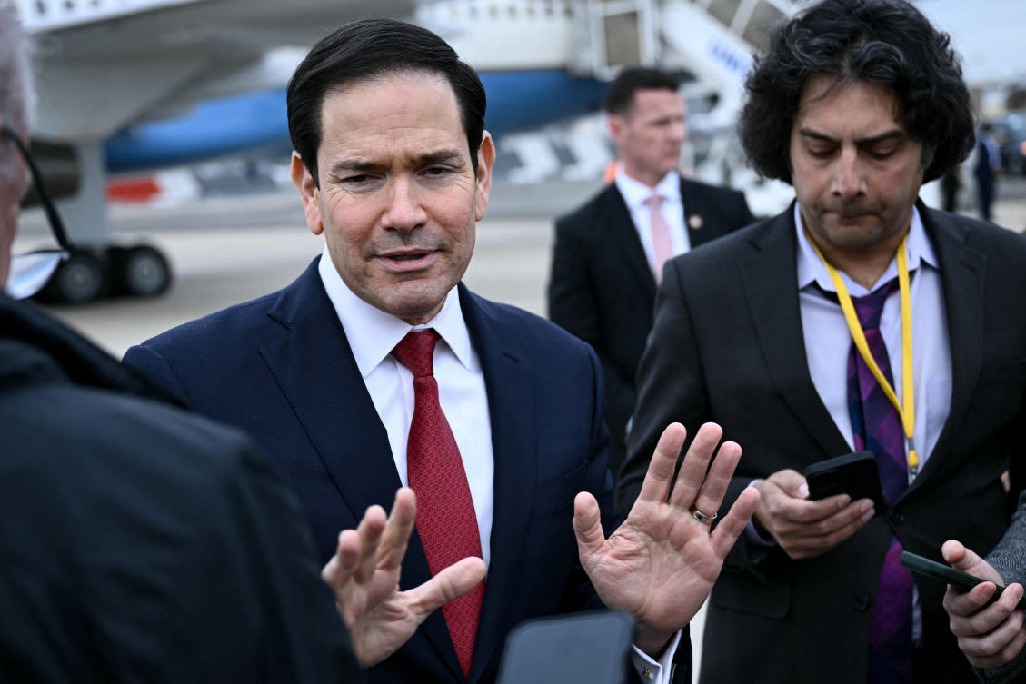 US Secretary of State Marco Rubio on his way to the G7 Foreign Ministers' meeting near Paris on Friday. (Reuters)