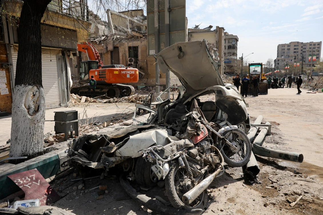 Above, aftermath of a strike on a police station in Tehran on March 4, 2026. (WANA via Reuters)