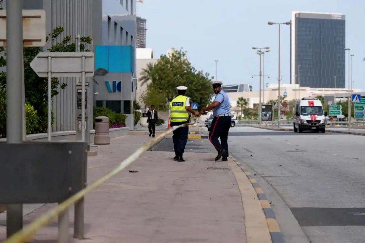 Bahraini police cordon off the area outside the damaged Crown Plaza hotel, following an Iranian military strike, in Manama, March 1, 2026. (AFP)