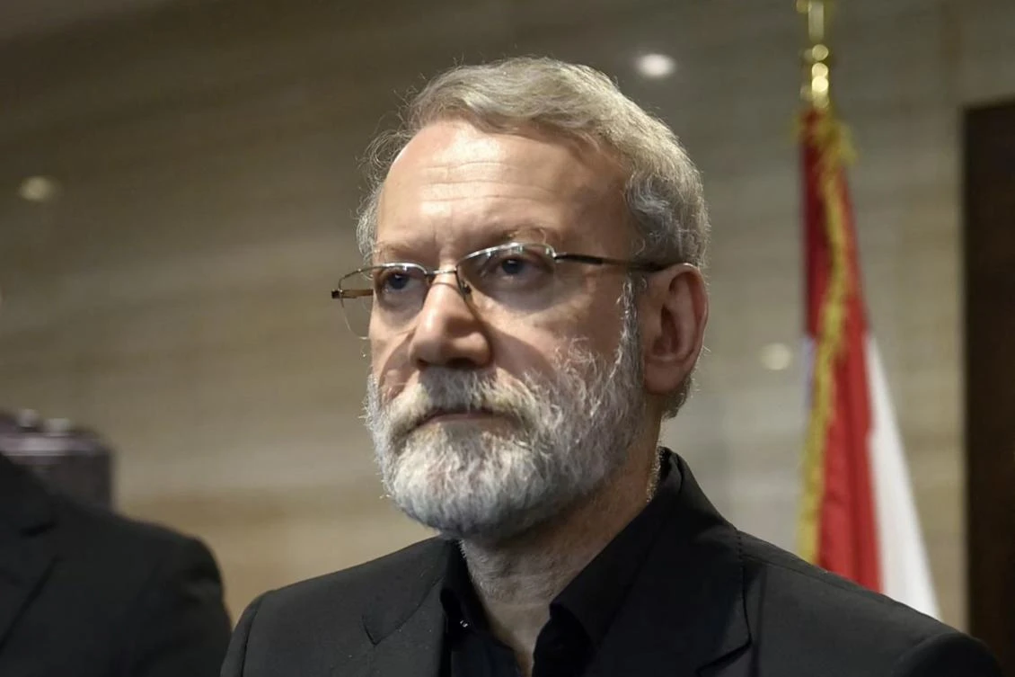 Iran’s security chief Ali Larijani’s remarks came in response to a post by US President Donald Trump threatening to hit Iran harder if it stops the oil flow through the strategic Strait of Hormuz. (Lebanese Parliament/AFP)