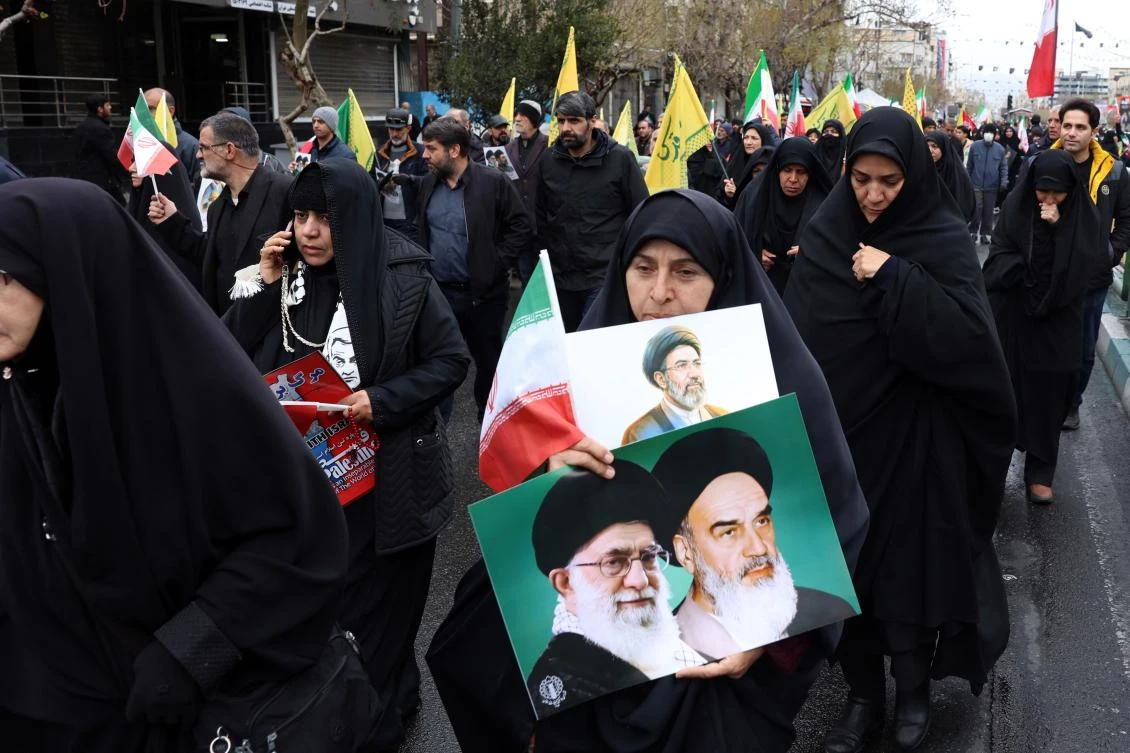 Iran's national security chief Ali Larijani on Friday openly attended a mass rally in Tehran, dismissing the latest Israeli-US attacks on the capital as being "out of desperation". (AFP)