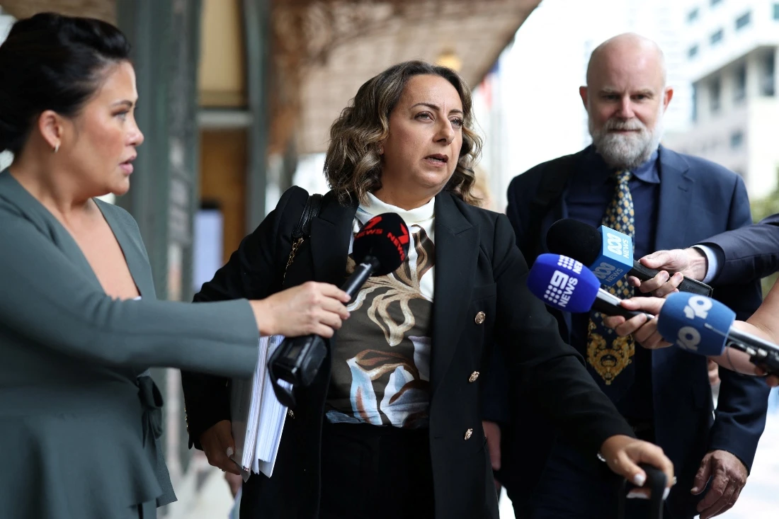 Leonie Gittani, instructing solicitor for alleged Bondi Beach gunman Naveed Akram leaves the Downing Centre Local and District Court, in Sydney, Australia. (Reuters)