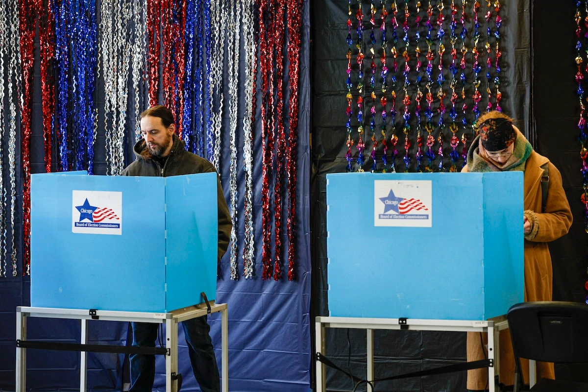 People cast their votes at Welles Park on March 17, 2026 in Chicago, Illinois. (FILE/AFP)