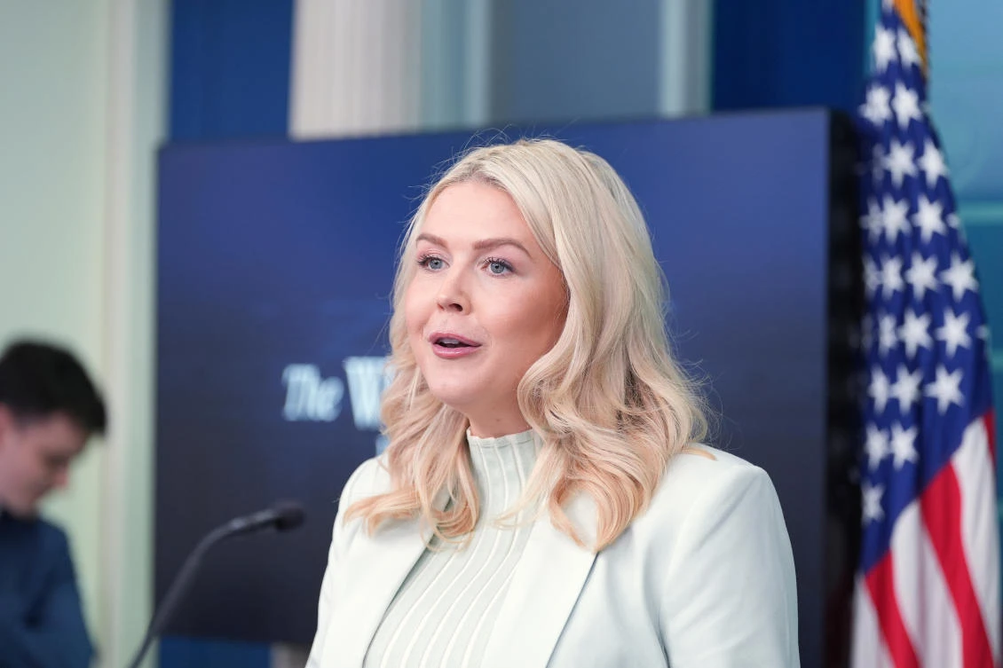 White House press secretary Karoline Leavitt speaks with reporters in the James Brady Press Briefing Room at the White House, Mar. 25, 2026, in Washington. (AP)
