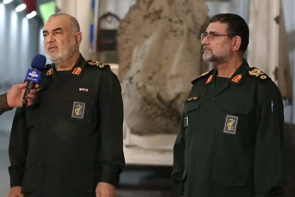 summary : IRGC commander-in-chief Major General Hossein Salami (L) alongside navy commander Alireza Tangsiri, who Israel said was killed in an airstrike on Wednesday night. (SEPAH NEWS/AFP)