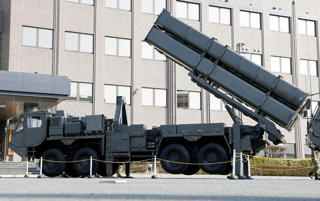 The Type-12 land-to-ship missile launcher is shown at the Camp Kengun in the Kumamoto prefecture, western Japan. (AP)