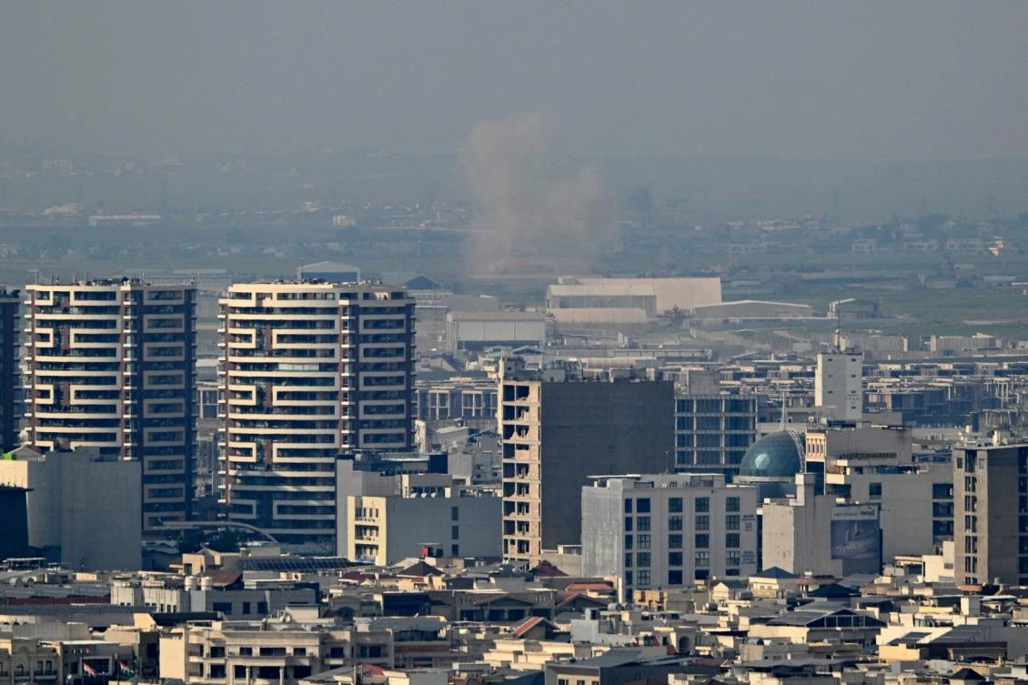 Smoke rises after an explosion near Erbil International Airport in Erbil on March 6, 2026. (File/AFP)