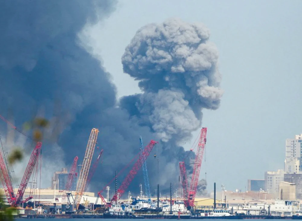 The aftermath of an Iranian attack on Bahrain on Saturday. (AFP)