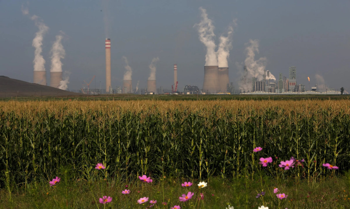 Cooling towers of Sasol’s synthetic fuel plant in Secunda, north of Johannesburg. (Reuters/File)