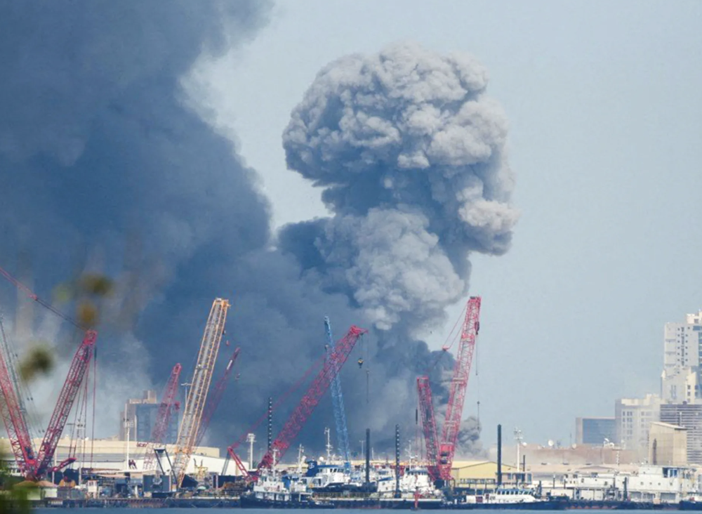 The aftermath of an Iranian attack on Bahrain on Saturday. (AFP)