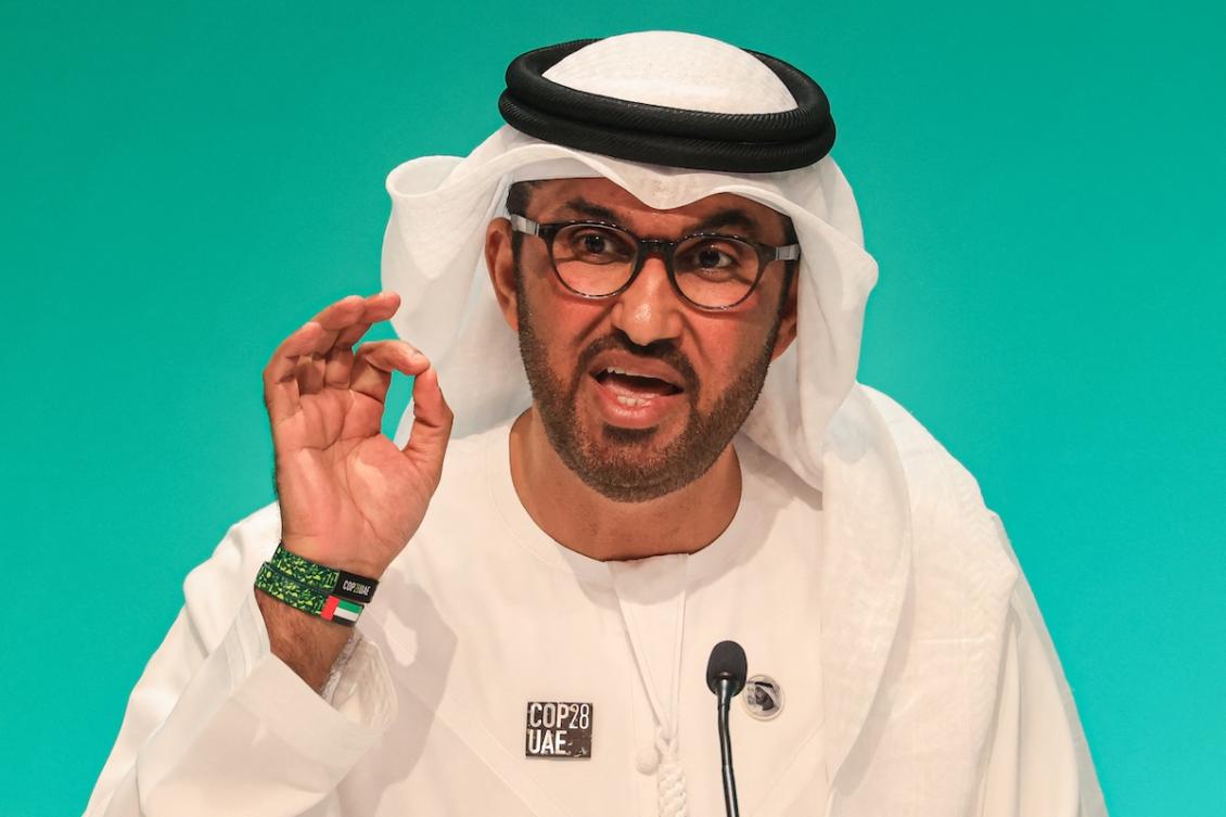 COP28 president Sultan Ahmed Al Jaber speaks during a press conference at the United Nations climate summit in Dubai on December 4, 2023. (FILE/AFP)