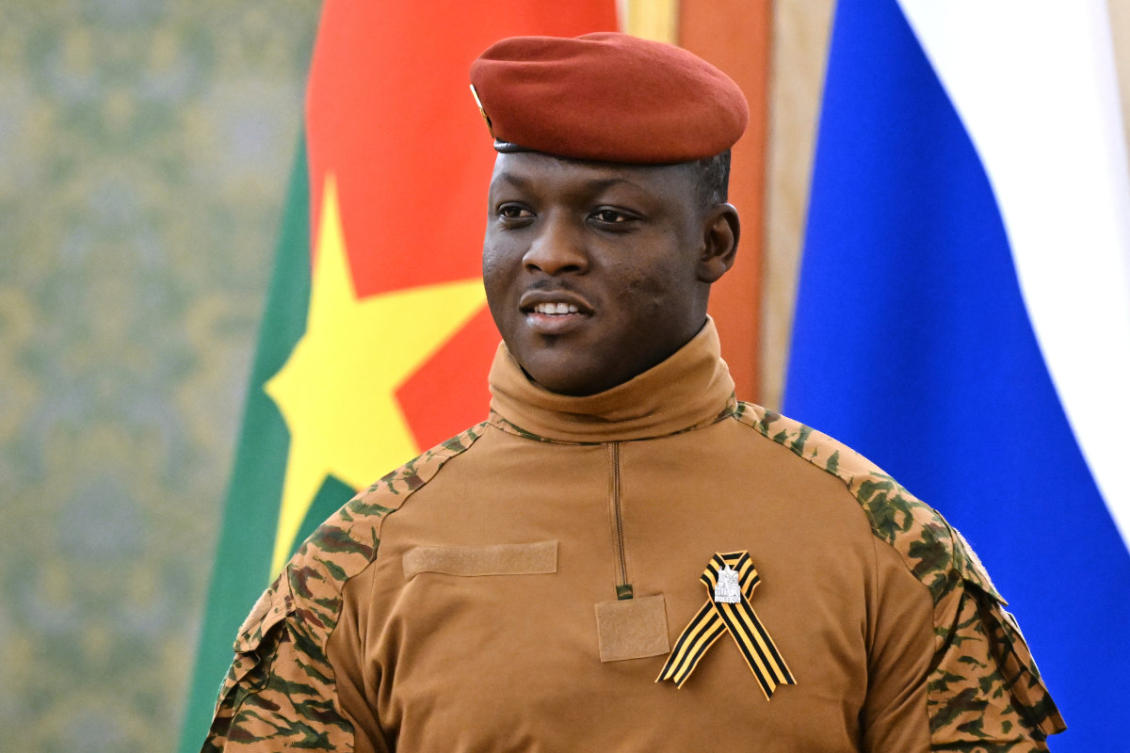 In this photo provided by RIA Novosti, Burkina Faso President Ibrahim Traore arrives at the Grand Palace at the Kremlin in Moscow, Russia, on May 10, 2025. RIA Novosti via AP, file)