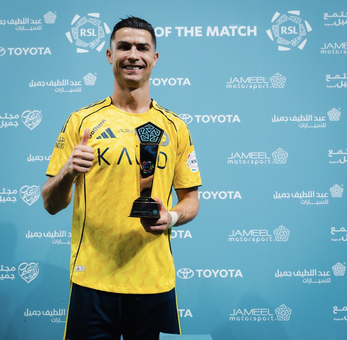 Cristiano Ronaldo was named Player of the Match after scoring his 97th SPL Goal in 100 appearances for Al-Nassr in the 5-2 win over Al-Najma. (Credit: X/@AlNassrFC_EN)