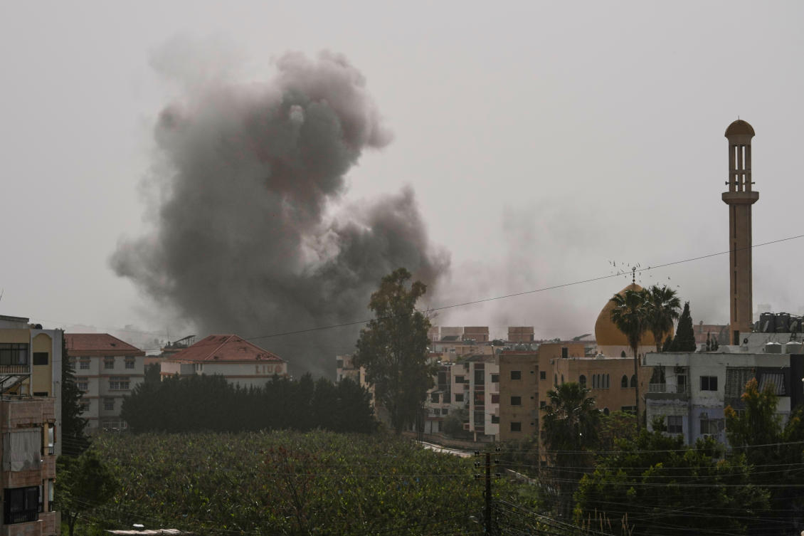 Smoke rises following an Israeli airstrike in the southern port city of Tyre, Lebanon, Saturday, April 4, 2026. (AP)