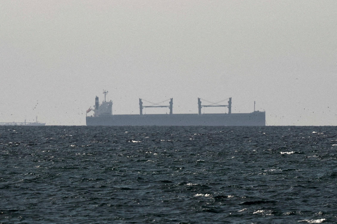A cargo ship in the Gulf, near the Strait of Hormuz, March 11, 2026. (REUTERS)