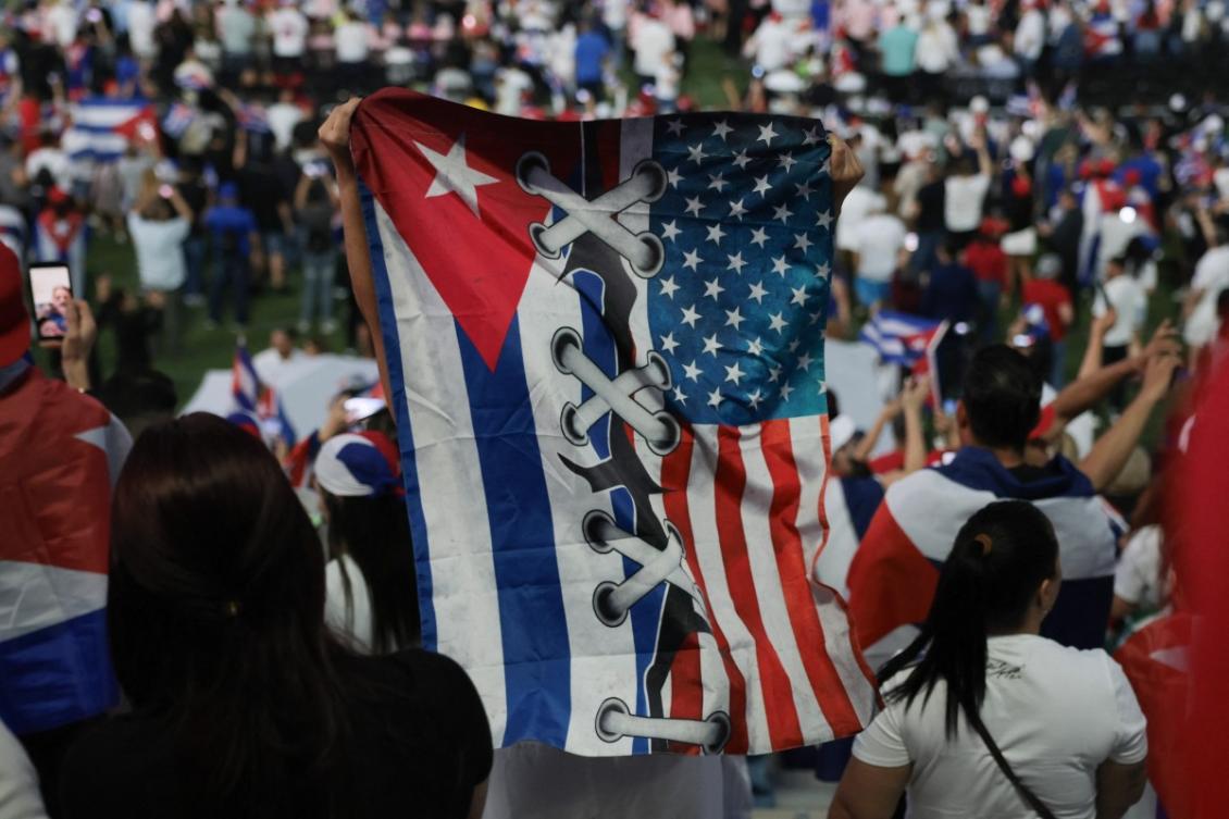 Many Cuban American voters remain loyal to Trump, who has stepped up pressure on the island’s communist government and talked openly about regime change. Above, a Free Cuba Rally on March 24, 2026. (Getty Images/AFP)