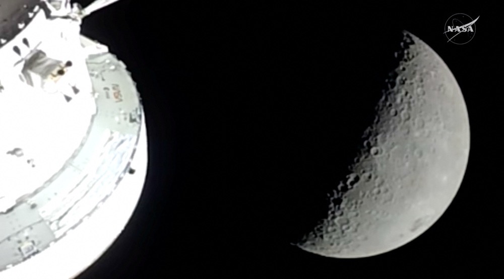 A view of the Moon from the Artemis II mission’s Orion capsule after the spacecraft had reached its farthest distance from the planet when it traveled around the Moon. (NASA)