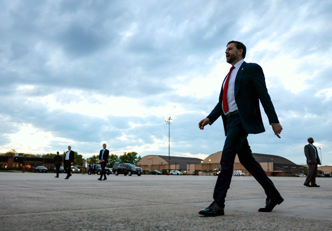US Vice President JD Vance walks to board Air Force Two to depart for Budapest, Hungary from Joint Base Andrews, Maryland, US. (Pool/AFP)