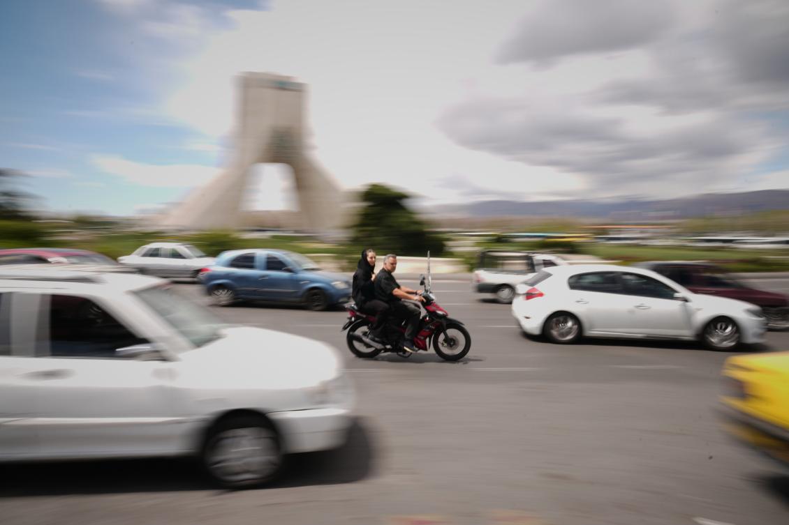 The Rafi-Nia Synagogue in Tehran was completely destroyed in Tuesday morning’s US-Israeli attacks, a news report said. Above, traffic at Azadi Tower in Tehran on April 6, 2026. (AP)