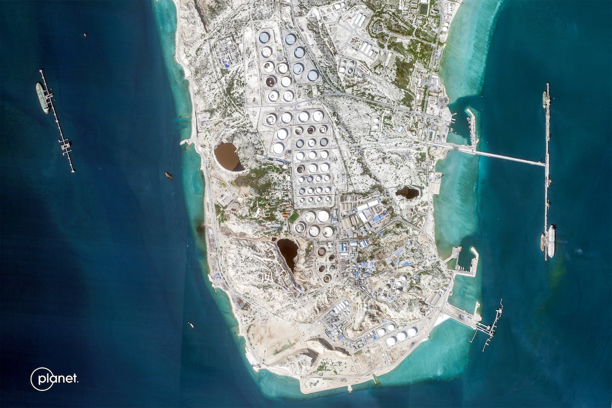 This handout satellite image taken by 2026 Planet Labs PBC shows a view of Iran's Kharg Island, on February 22, 2026. (FILE/AFP)
