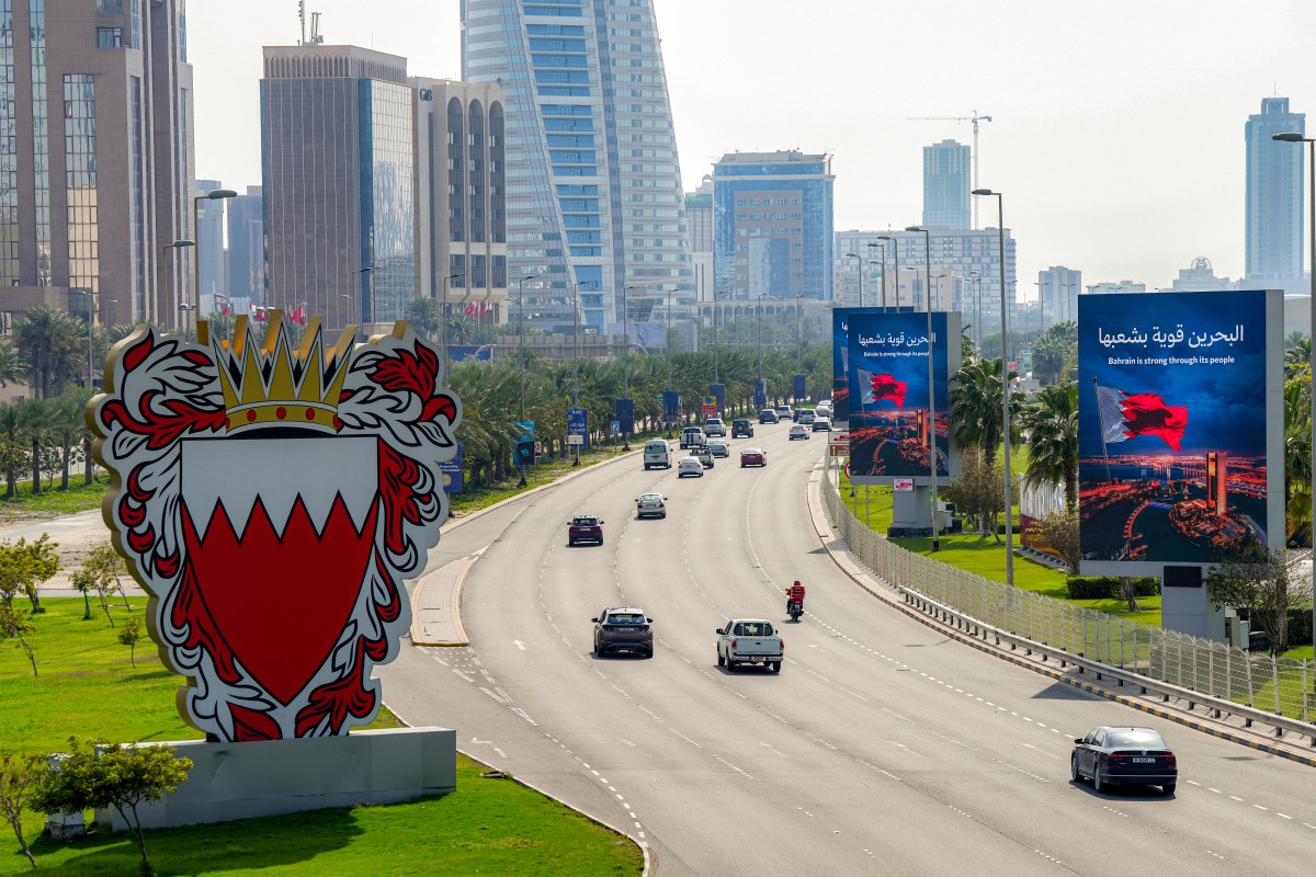 Vehicles move on a road in Bahrain’s capital, Manama, March 11, 2026. (AFP)