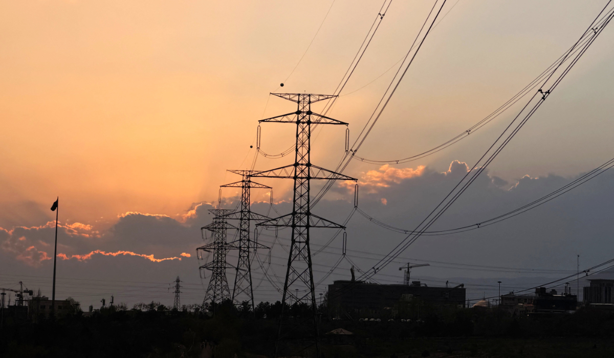 This picture taken on April 4, 2026 shows a view of power transmission towers at sunset in Tehran. (AFP)