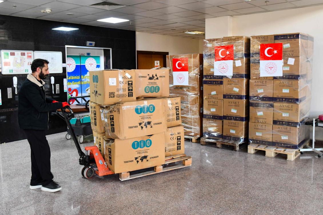 The Red Cross and Turkiye’s Red Crescent on Friday dispatched an emergency humanitarian aid convoy from Turkiye to Iran, as the organization warned of a “desperate” humanitarian situation. (AFP)