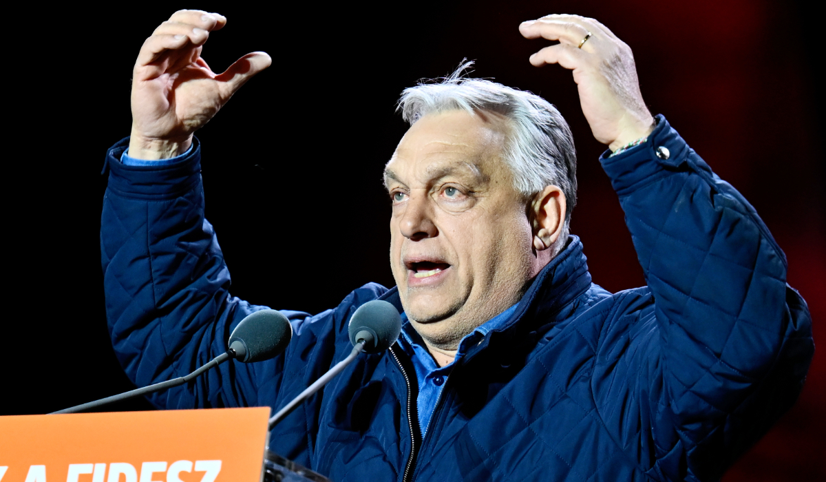 Hungary's Prime Minister Viktor Orban attends the electoral campaign closing rally of the governing Fidesz in Budapest, Hungary, Saturday, April 11, 2026. (AP)