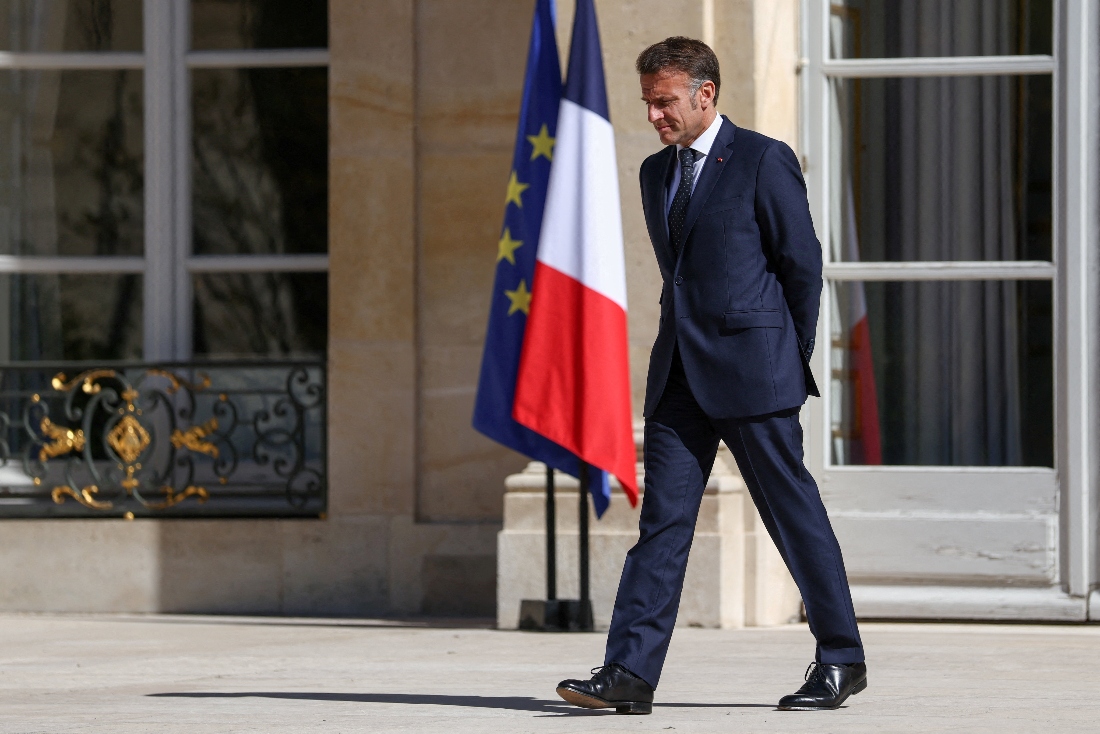 French President Emmanuel Macron at the Elysee Palace in Paris, France. (Reuters)