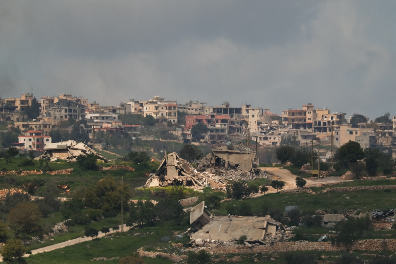 Destroyed buildings in Bint Jbeil, southern Lebanon, near the Israel-Lebanon border, as seen from the Israeli side of the border in northern Israel, April 13, 2026. (Reuters)