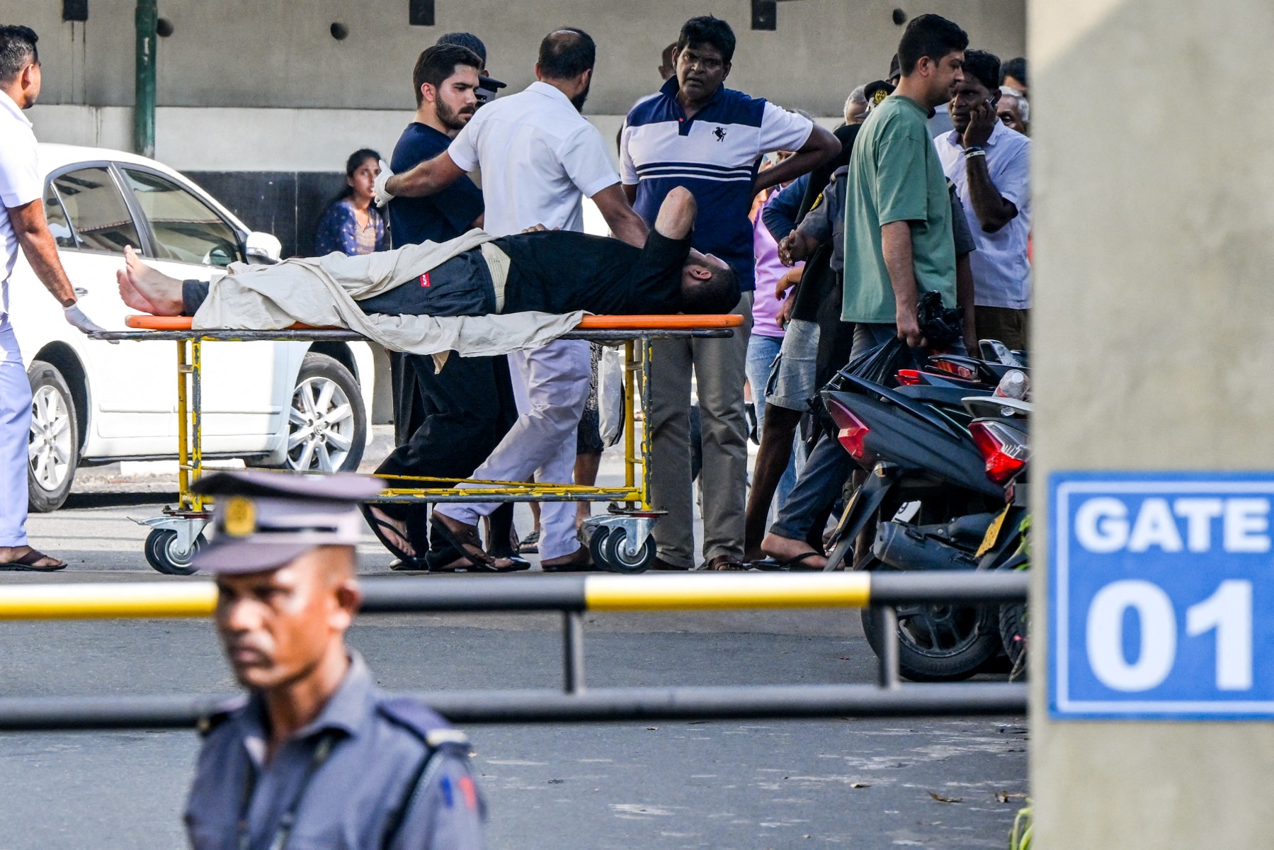 An injured Iranian sailor rescued from frigate IRIS Dena receives treatment at the Karapitiya Hospital in Galle on March 5, 2026. (File/AFP)