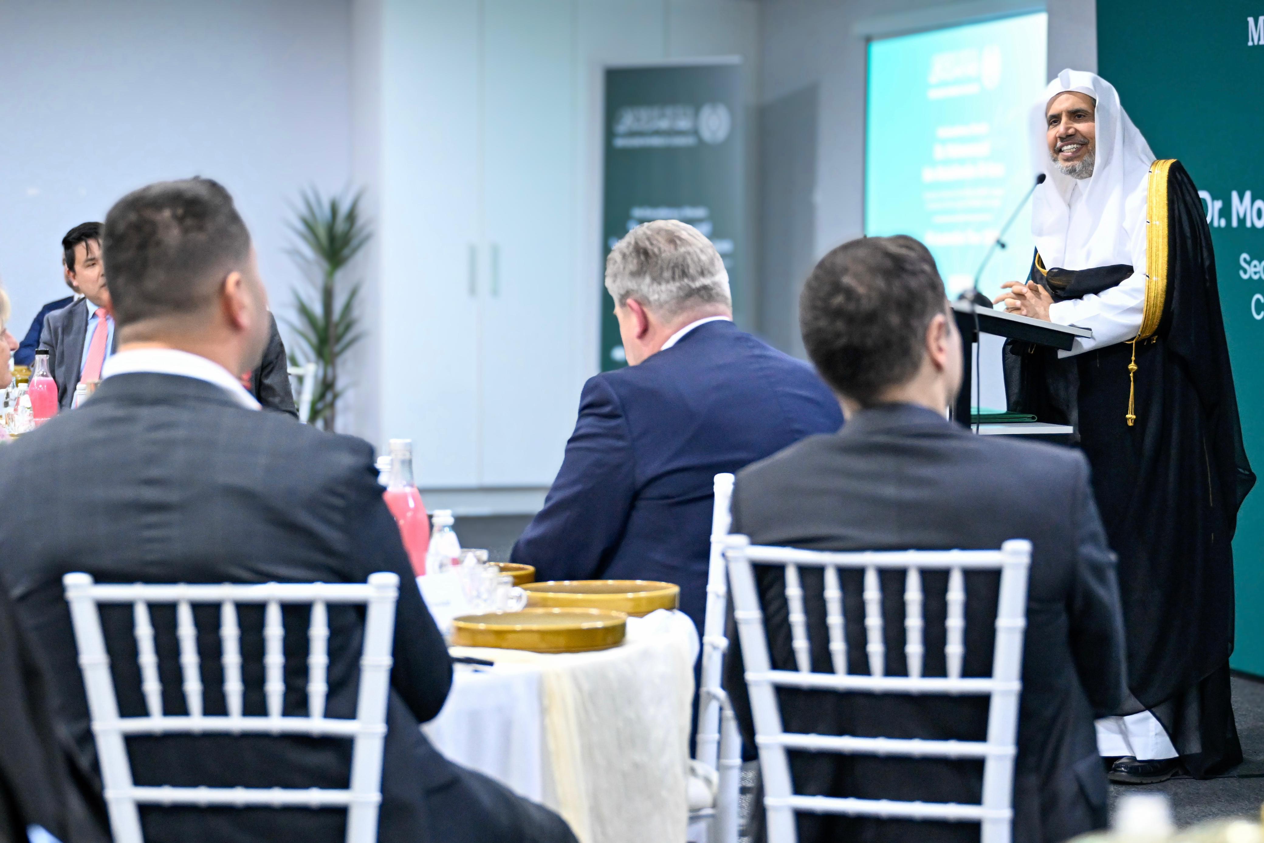 Sheikh Mohammed Al-Issa, secretary-general of the Muslim World League, gave a speech at an event in Sydney. (Supplied)