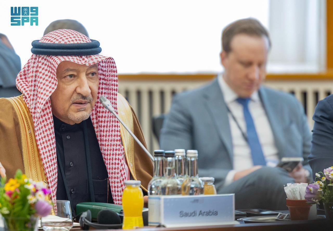 Saudi Arabia’s deputy foreign minister, Waleed Elkhereiji, spoke in Berlin on Wednesday at the third international aid conference for Sudan. (SPA)