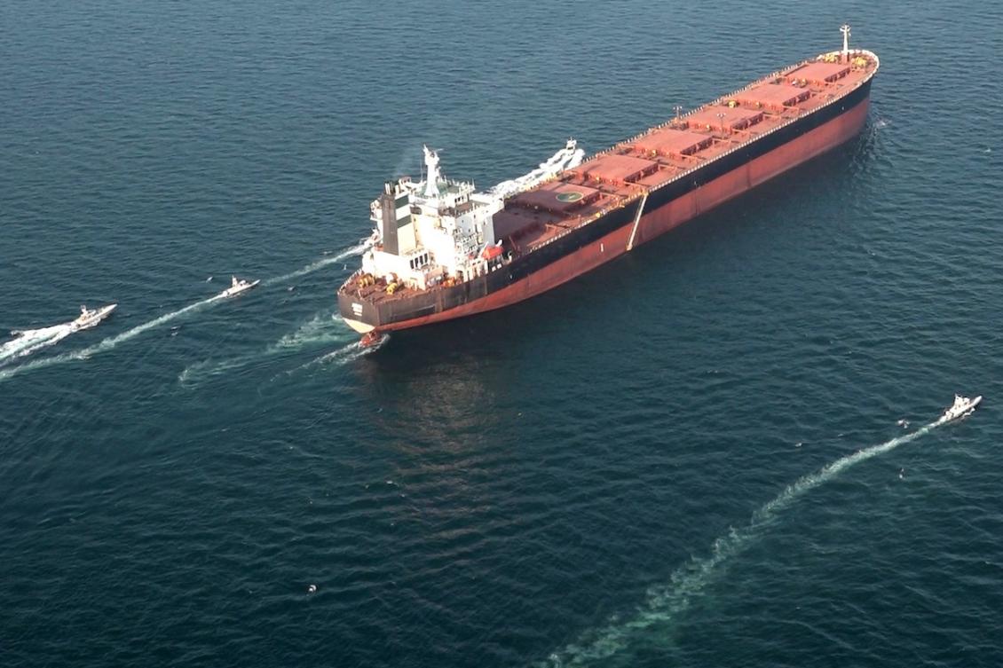 This handout photo released by Iran’s Revolutionary Guards Corps (IRGC)’s official website Sepanews on February 17, 2026, shows boats manoeuvering around a tanker vessel during a military exercise by members of the IRGC and navy in the Strait of Hormuz. (FILE/AFP)