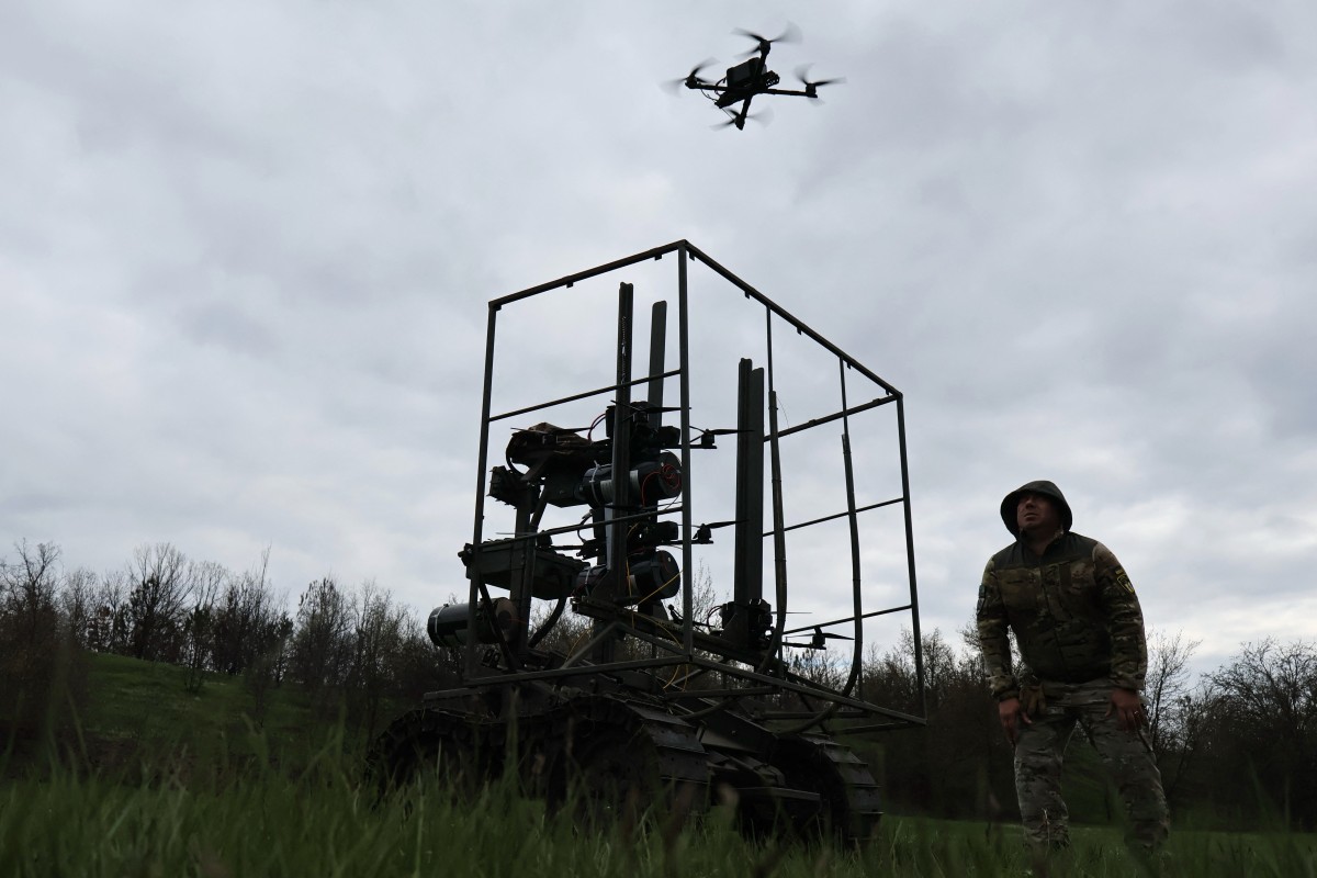 In this handout photograph taken and released by the press service of the 65th Mechanized Brigade of Ukrainian Armed Forces on April 10, 2026. (AFP)