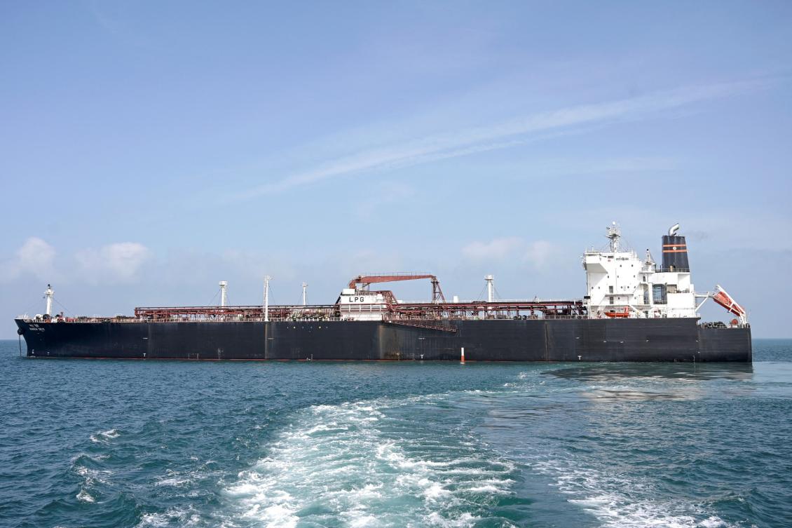 Indian vessel 'Nanda Devi' carrying liquefied petroleum gas (LPG) arrives at Vadinar Port in the Jamnagar district of Gujarat state on March 17, 2026 (AFP)