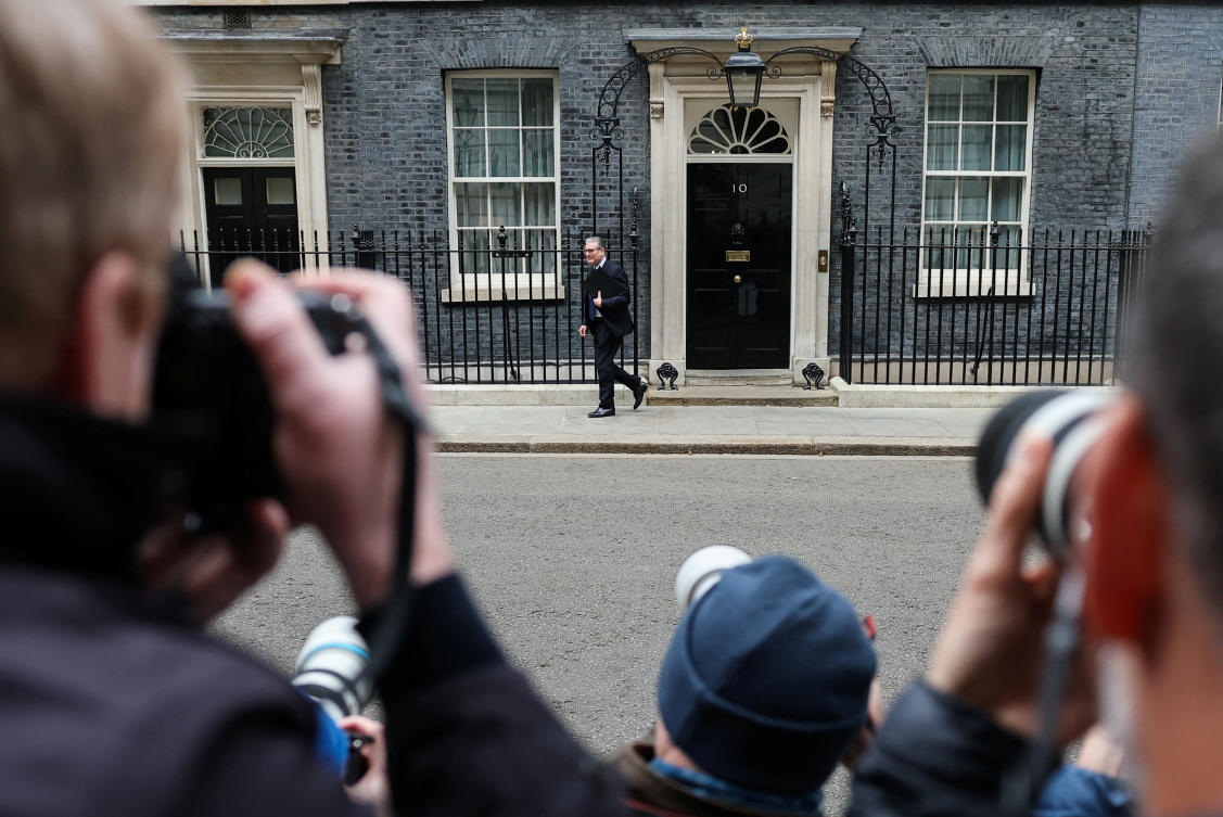 Britain's Prime Minister Keir Starmer leaves 10 Downing Street for the House of Commons where he is expected to make a statement on the vetting process for Peter Mandelson's appointment as British Ambassador to the United States, in London, Britain, April 20, 2026. (REUTERS)