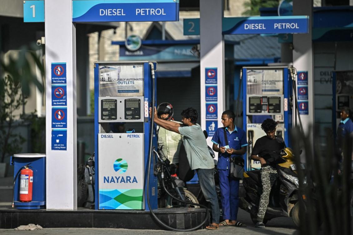 Indian refiners had already been actively purchasing Russian oil in April before the waiver extension was announced. Above, a Nayara Energy Limited fuel station, Rosneft’s majority-owned Indian refiner, in Bengaluru on Dec. 12, 2025. (AFP)