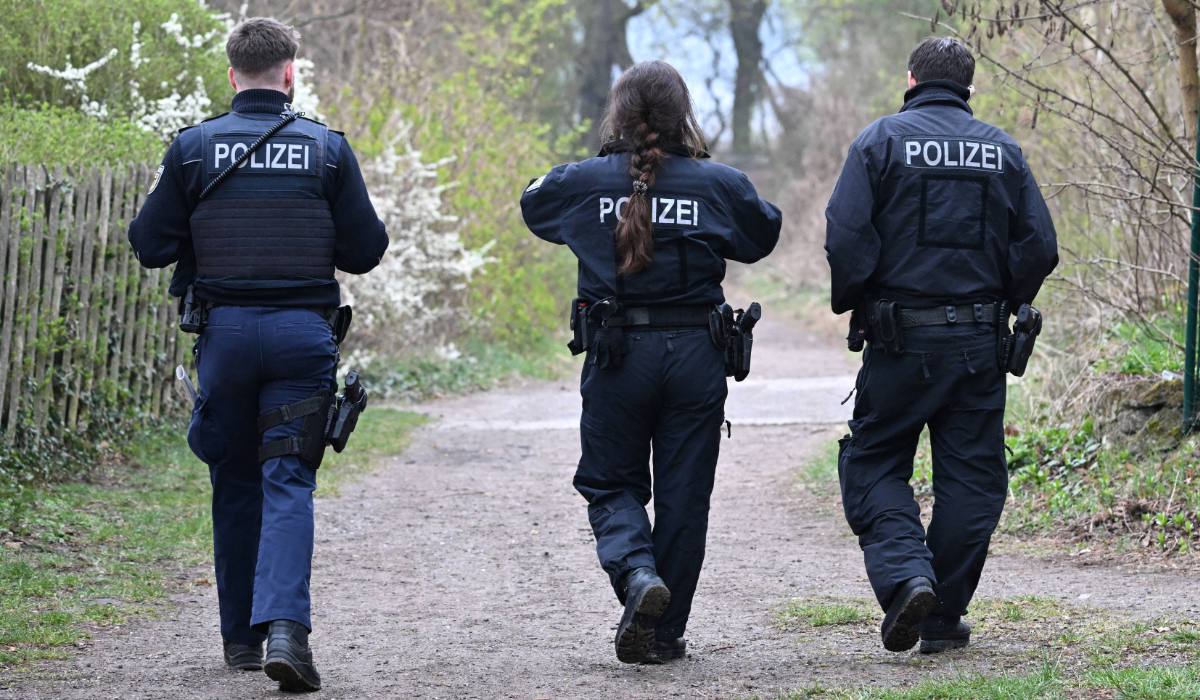 Police officers are seen patrolling in Berlin on April 12, 2026. (AFP file photo)