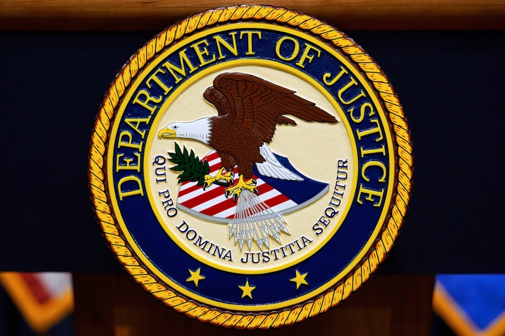 US Department of Justice logo. (AP/File)