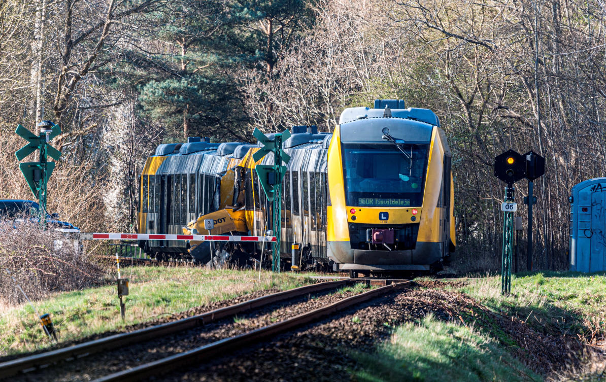 Two trains have collided between Hilleroed and Kagerup at Isteroedvejen, Thursday, April 23, 2026. (REUTERS)