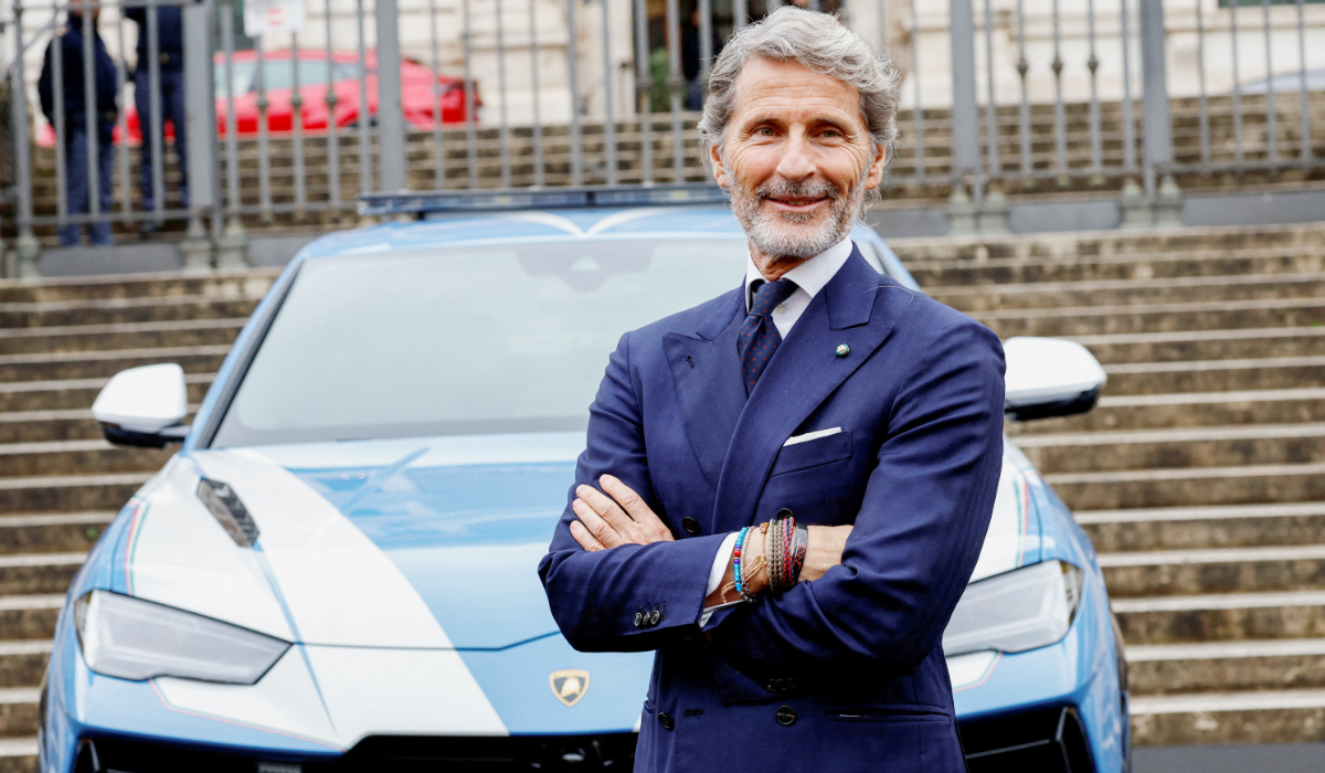 CEO of Lamborghini, Stephan Winkelmann, poses for photographers as he attends a ceremony where automaker Lamborghini donates a Lamborghini "Urus" car to the Italian State Police in Rome, Italy, December 12, 2023. (REUTERS)