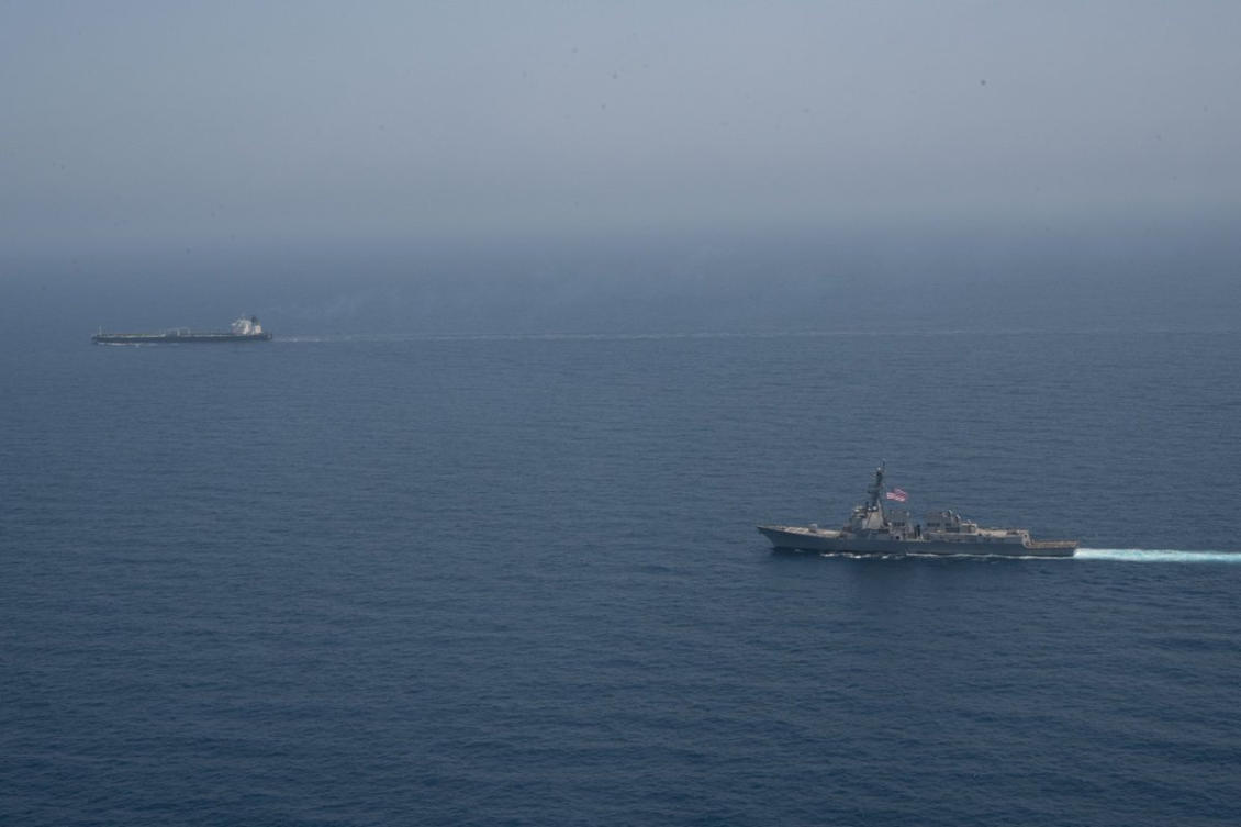 The merchant vessel Sevan was intercepted in the Arabian Sea by a US Navy helicopter from guided-missile destroyer USS Pinckney, according to the US mCentral Command. (X: @CENTCOM)