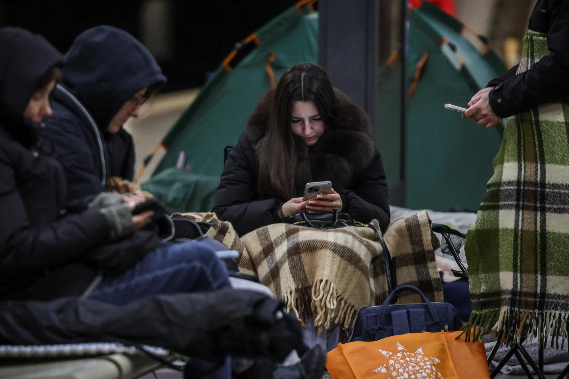 Moscow has fired hundreds of drones on its neighbor almost nightly since its 2022 invasion. Above, residents take shelter inside a metro station during air raid alert in Kyiv on April 25, 2026. (Reuters)