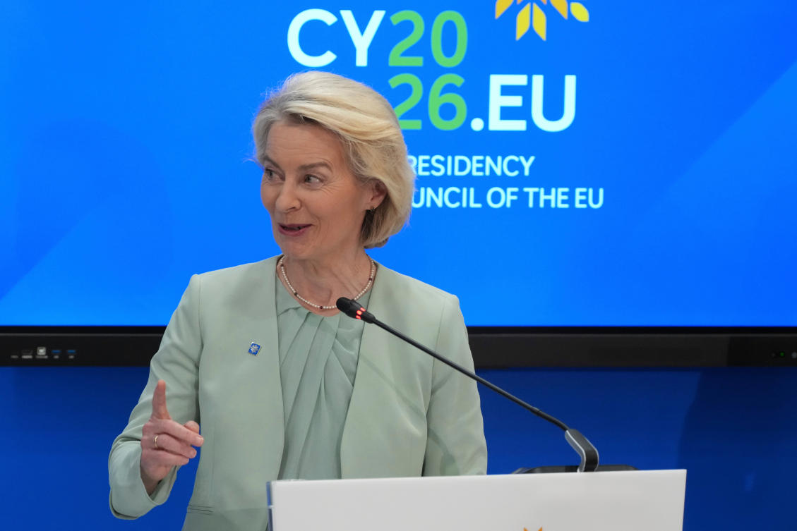 European Commission President Ursula von der Leyen said there should be a fundamental change in Iran before sanctions are dropped. (AP)