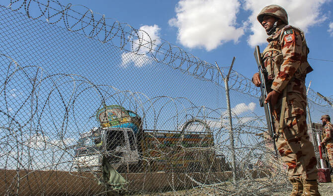 Pakistani soldiers keep watch at the Pakistan-Afghanistan border in Chaman, Balochistan province last month. (AFP/File)